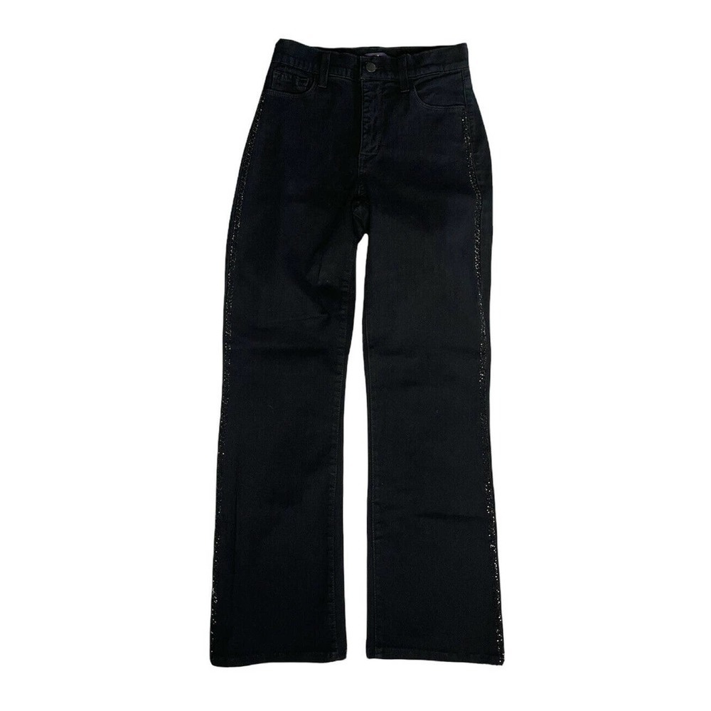 Womens NYDJ Not Your Daughters Jeans SARAH Bootcut Black Sequin Tuxedo Stripe 2